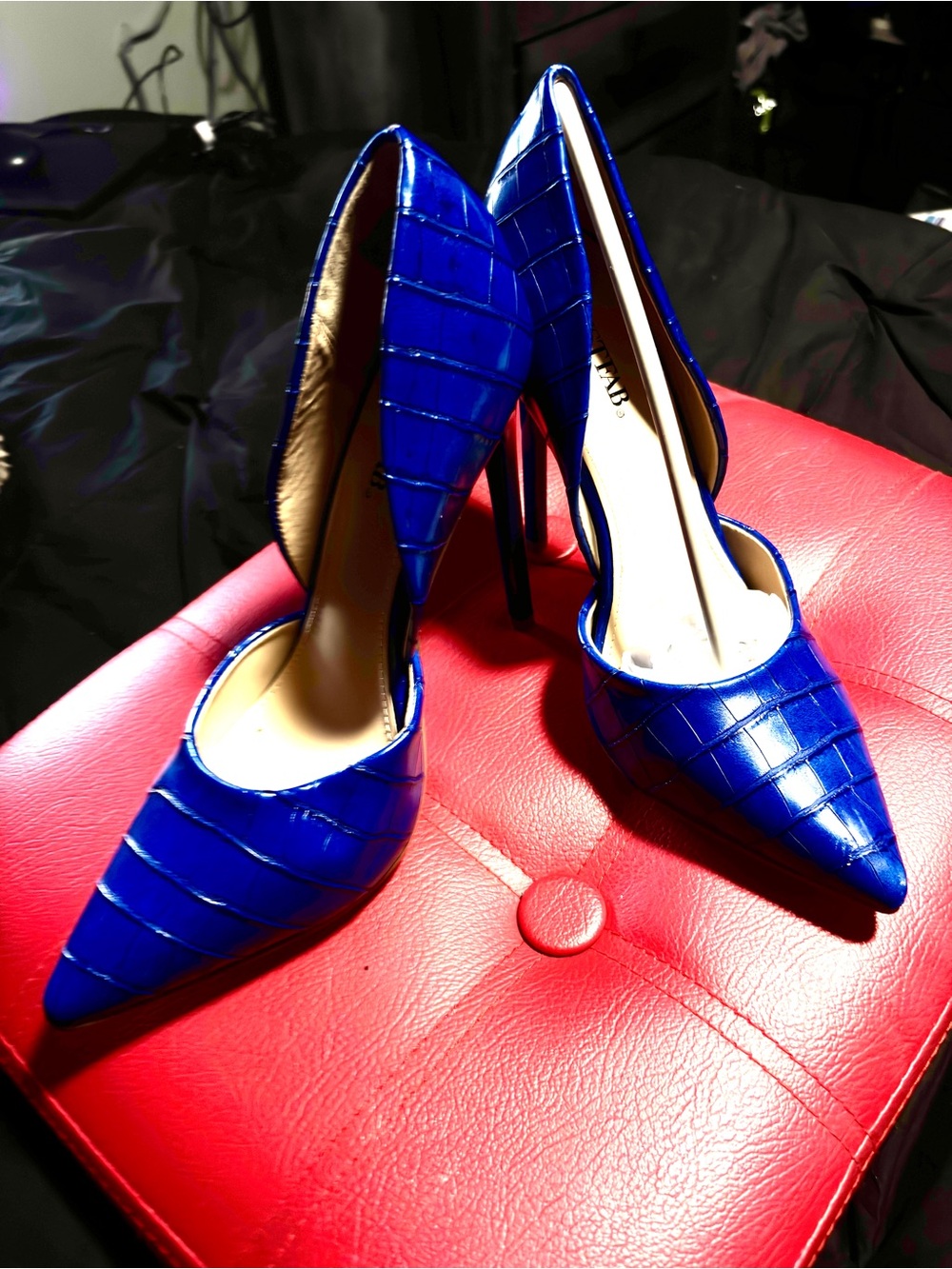 Women’s Blue Patent Pointed-Toe Stiletto Heels